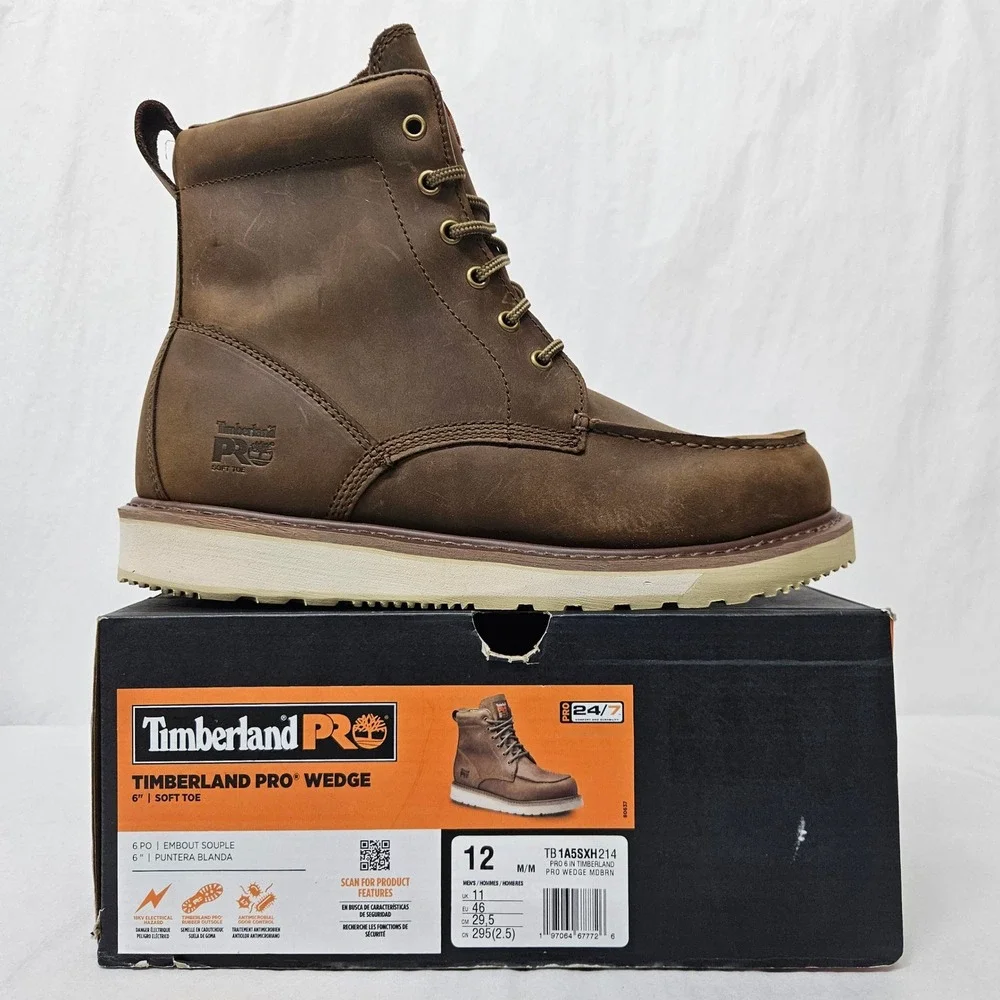Timberland PRO Wedge‎ 6 Inch Work Boots TB1A5SXH214 Brown Leather Men Size 12